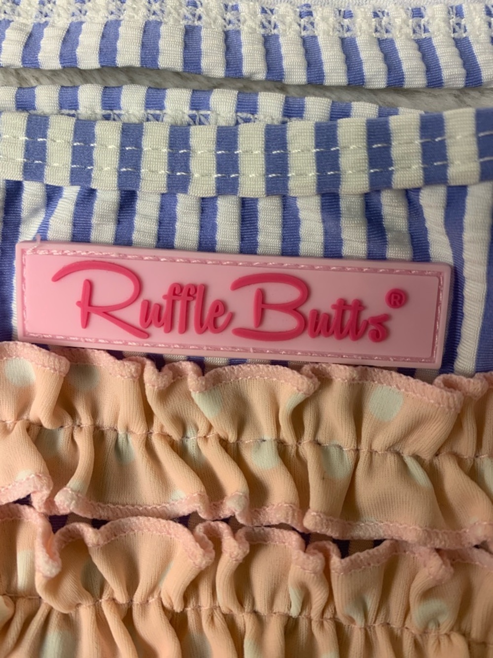 Ruffle Butts Blue and Pink Striped Ruffle Two-Piece Set - Picture 3 of 6